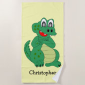 Serviette De Plage Crocodile Design Jaune Personnalisé (Devant)