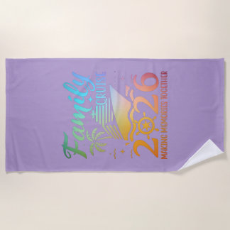 Serviette De Plage Croisière en Famille 2026 Violet Tropical Coloré P
