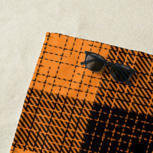 Serviette De Plage Croisillon à carreaux orange noir Buffle