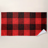 Serviette De Plage Croix Hachurée Rouge Noir Buffalo Check (Devant)