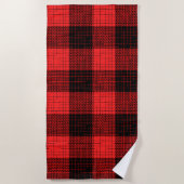 Serviette De Plage Croix Hachurée Rouge Noir Buffalo Check (Devant)