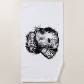 Serviette De Plage Croquis en tête de canine (Devant)