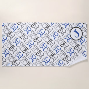 Serviette De Plage Cross Country XC Run Monogram Blue Beach Towel