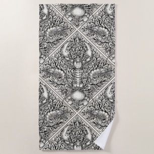 Serviette De Plage Crustacéen en noir et blanc naturel