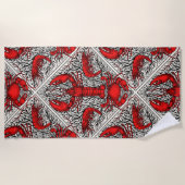 Serviette De Plage Crustacés en rouge, noir et ivoire (Devant)