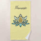 Serviette De Plage Crystal Bleu & Gold Look Jaune Personnalisé (Devant)