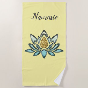 Serviette De Plage Crystal Bleu & Gold Look Jaune Personnalisé