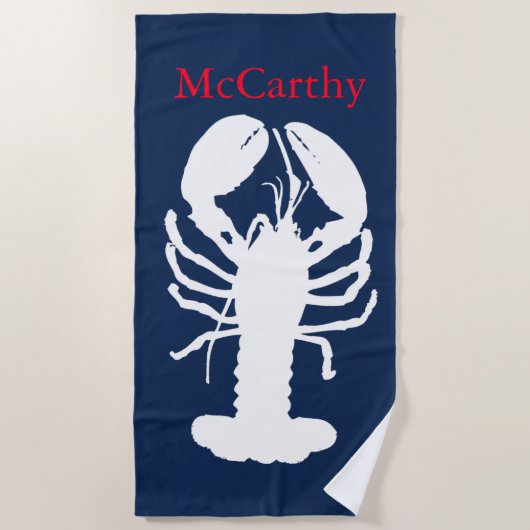 Serviette De Plage Cuisine de homard classique de la Marine (Devant)