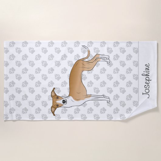Serviette De Plage Cuisine Italienne Faune Et Blanc Greyhound Avec No (Devant)