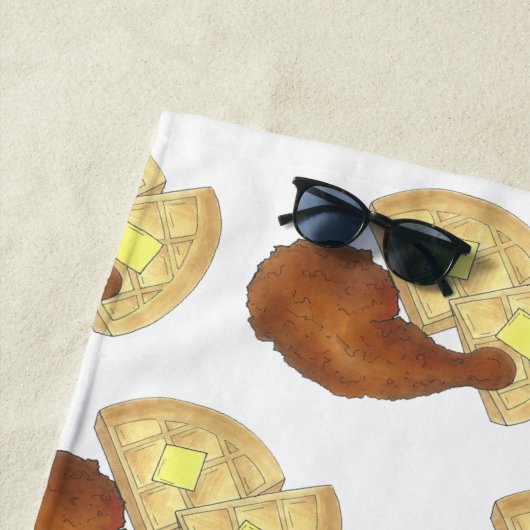 Serviette De Plage Cuisine soule classique Poulet frit et gaufres Din (En situation)