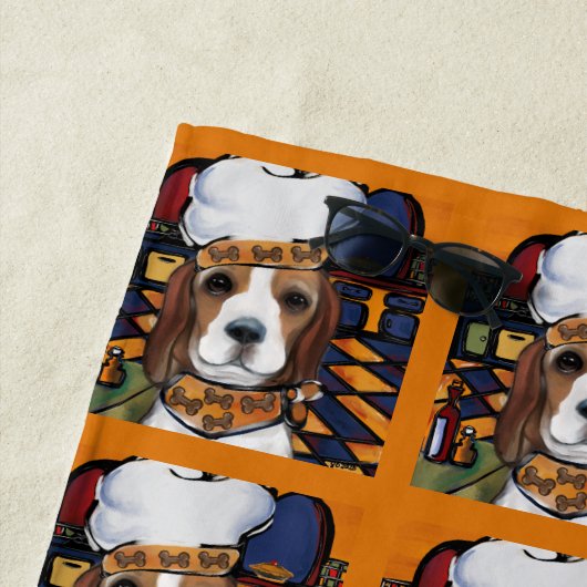 SERVIETTE DE PLAGE CUISINIER BEAGLE (En situation)