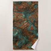 Serviette De Plage Cuivre et pierre turquoise Abstrait (Devant)