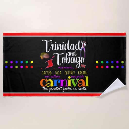 Serviette De Plage Culture de Trinité-et-Tobago Fierté Carnaval - NOI (Devant)