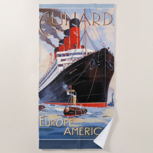 SERVIETTE DE PLAGE CUNARD OCEAN LINER AQUITANIA