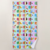 Serviette De Plage Cupcakes Ajoutez Votre Nom Monogramme Muffin Cute (Devant)
