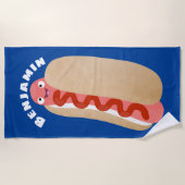 Serviette De Plage Curieux hot dog Weiner dessin animé (Devant)