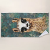 Serviette De Plage Curious Llama Funny Beach Towne (Devant)