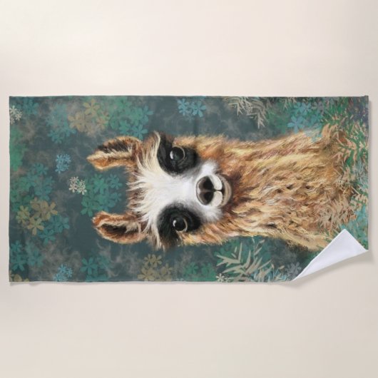 Serviette De Plage Curious Llama Funny Beach Towne (Devant)