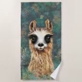 Serviette De Plage Curious Llama Funny Beach Towne (Devant)