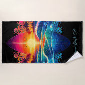 Serviette De Plage Curs de surf couché de soleil- (Devant)