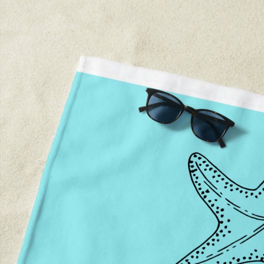 Serviette De Plage Custom Black Tan Sand Chic Beach house Starfish (En situation)