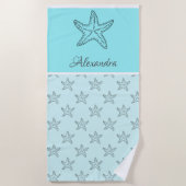 Serviette De Plage Custom Black Tan Sand Chic Beach house Starfish (Devant)