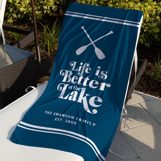 Serviette De Plage Custom Blue Life is Better at Lake Beach Towel