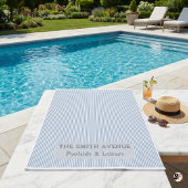 Serviette De Plage Custom Coastal Light Blue Pinstripe Monogrammed 