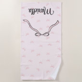 Serviette De Plage Custom Coquette Pink Bow Personal (Devant)