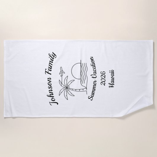 Serviette De Plage Custom Family Reunion Beach Summer Vacation White (Devant)
