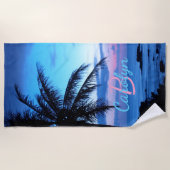 Serviette De Plage Custom Island Beach Rose Turquoise Blue Sunset (Devant)