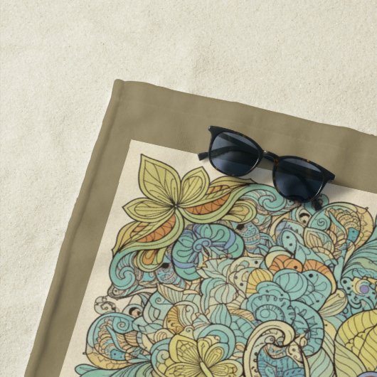 Serviette De Plage Custom Name Artistic Zentangle Beach Towel (En situation)