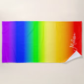 Serviette De Plage Custom Name Rainbow Pride Colorful (Devant)