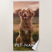 Serviette De Plage Custom Photo With Your Pet Dog Name Picture On (Devant)