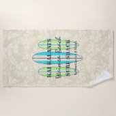 Serviette De Plage Customise des signes surf Monogramme Hawaiian Surf (Devant)