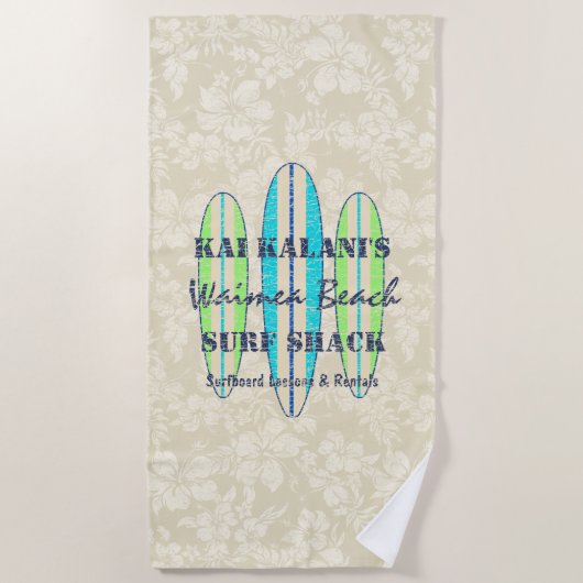 Serviette De Plage Customise des signes surf Monogramme Hawaiian Surf (Devant)
