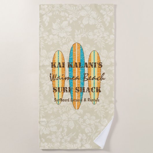 Serviette De Plage Customise des signes surf Monogramme Hawaiian Surf (Devant)