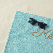 Serviette de plage Customisée Blue and Gold Seahor (En situation)