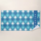 Serviette de plage Customisée Carré bleue (Devant)