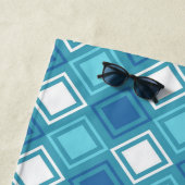 Serviette de plage Customisée Carré bleue (En situation)