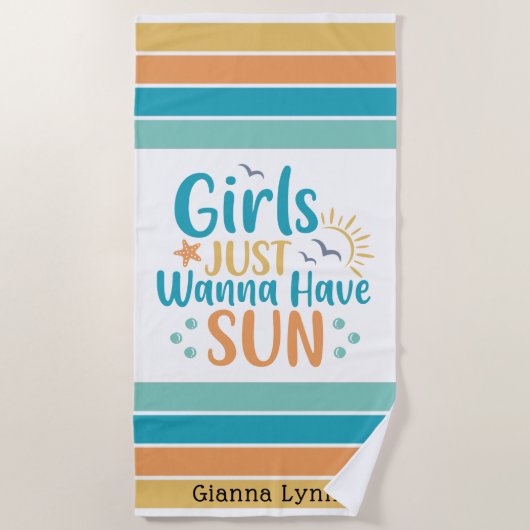 Serviette De Plage Customizable Girls Just Wanna Have Sun (Devant)