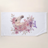Serviette De Plage Customizable Pretty Ponies and Petals (Devant)