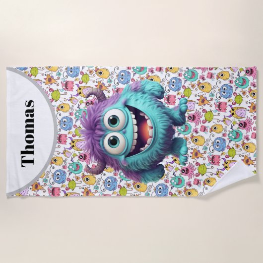 Serviette De Plage Customize Kids Funny Monsters (Devant)