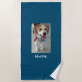 Serviette De Plage Customize Pet or Child's Photo & Name, Ocean Blue (Devant)