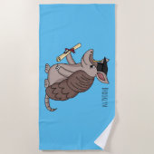 Serviette De Plage Cute armadillo with graduation cap cartoon (Devant)