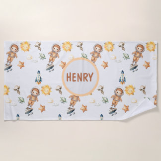Serviette De Plage Cute Astronaut and Adorable Space Adventure