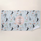 Serviette De Plage Cute baleine océanique et Motif de mer (Devant)