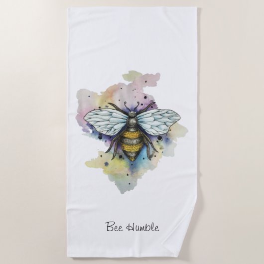 Serviette De Plage Cute Bee And Rainbow Wash (Devant)
