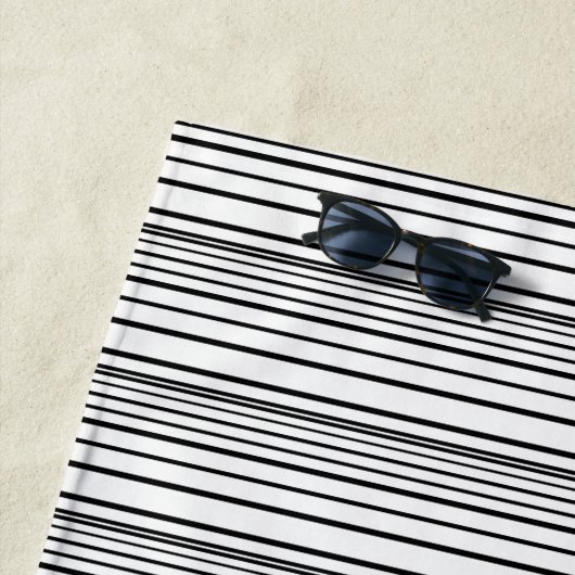 Serviette De Plage Cute black white stripes (En situation)