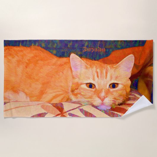 Serviette De Plage Cute Bright Orange Tabby Cat (Devant)